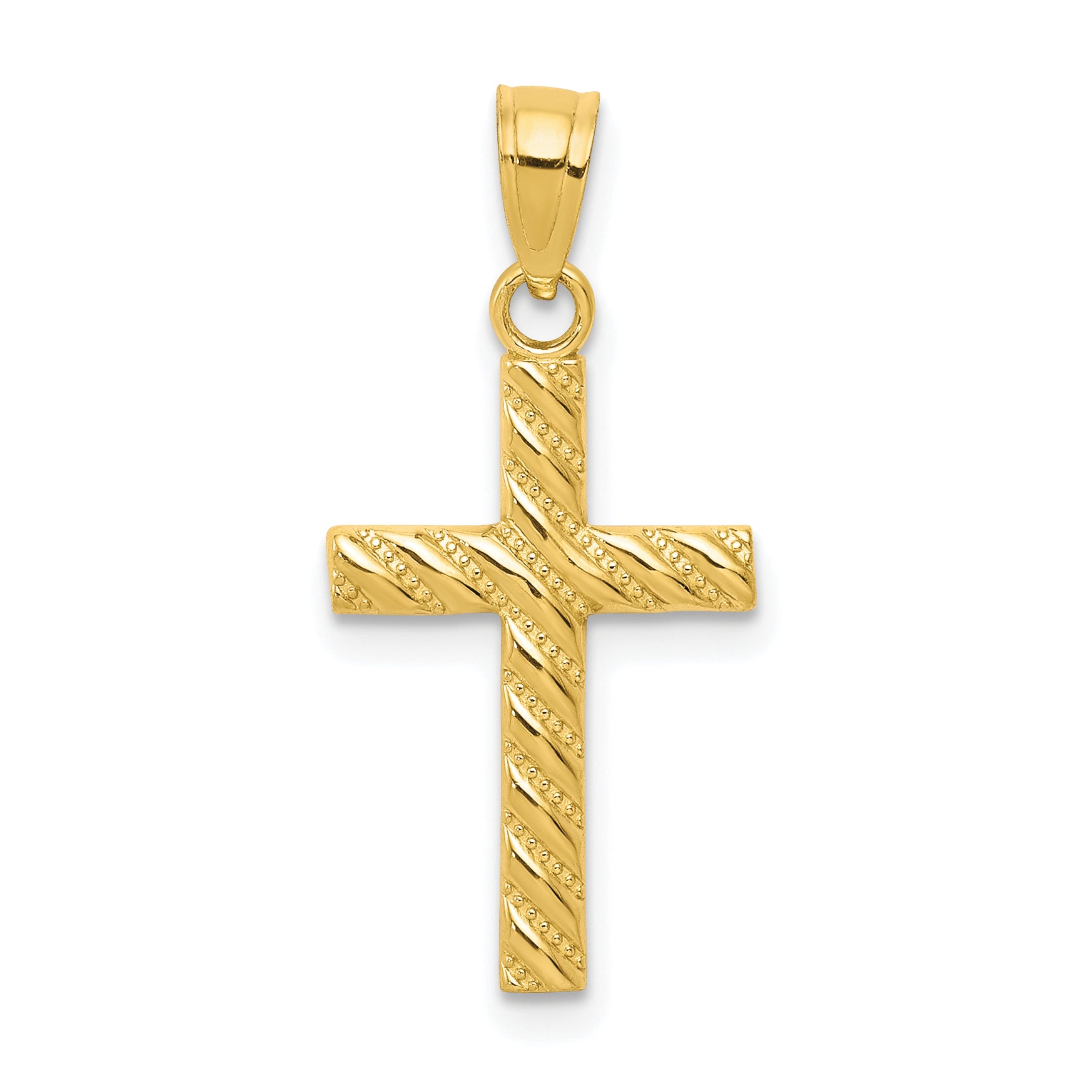 10K yellow gold textured cross pendant - 10C1095