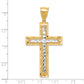 10K Gold and White Rhodium Cross Pendant dimension chart
