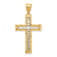 10K Gold and White Rhodium Large Diamond-Cut Cross Pendant - main view