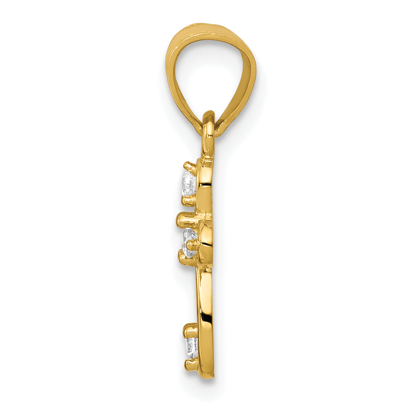 10K gold small CZ cross pendant alternate view - 10C1108