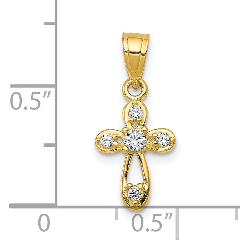 10K gold small CZ cross pendant dimensions - 10C1108