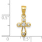 10K gold small CZ cross pendant dimensions - 10C1108