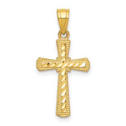 10K yellow gold diamond-cut cross pendant – main view