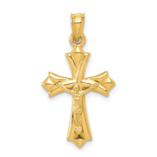 10K yellow gold reversible crucifix cross pendant - 10C1340