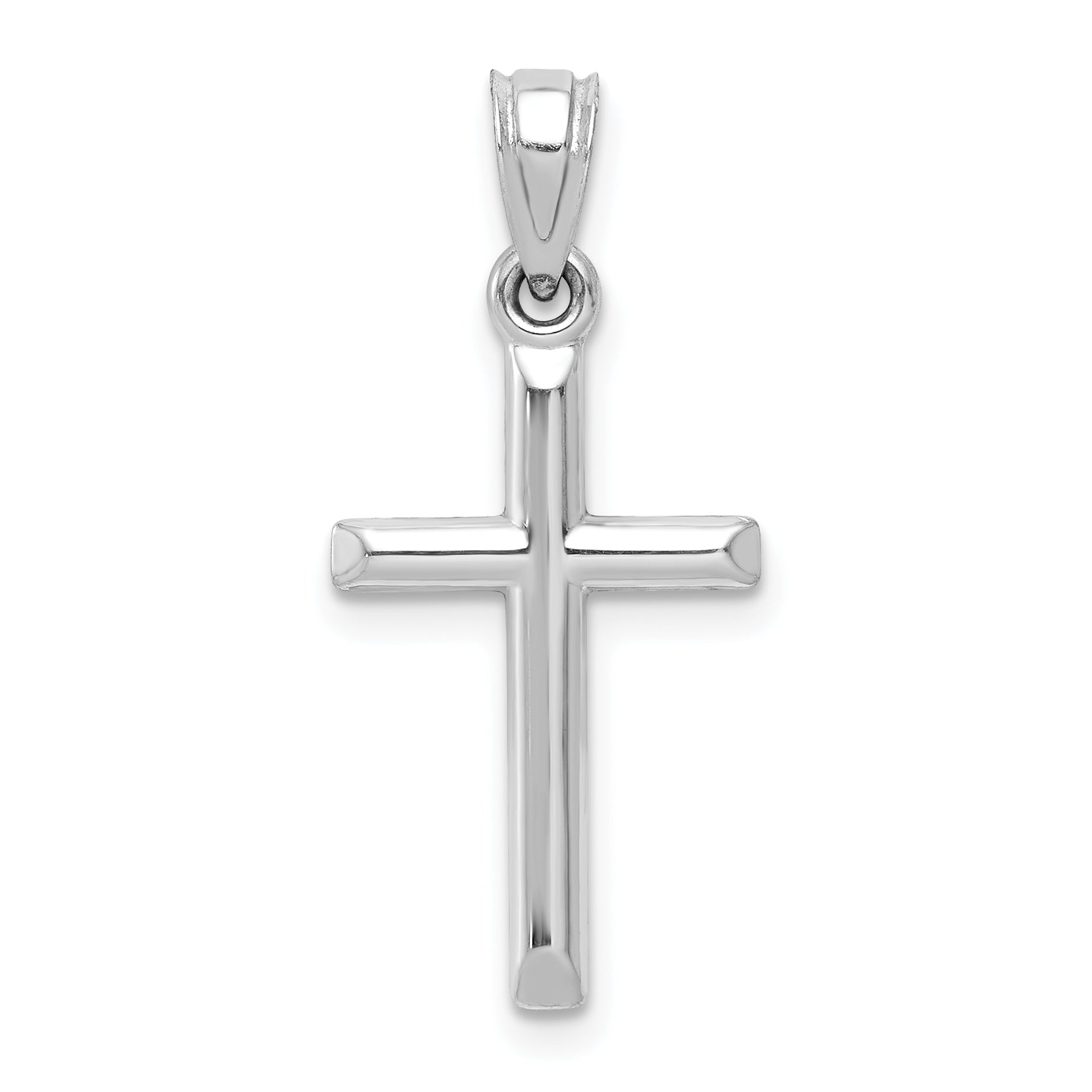 10K white gold polished cross pendant - 10C1345