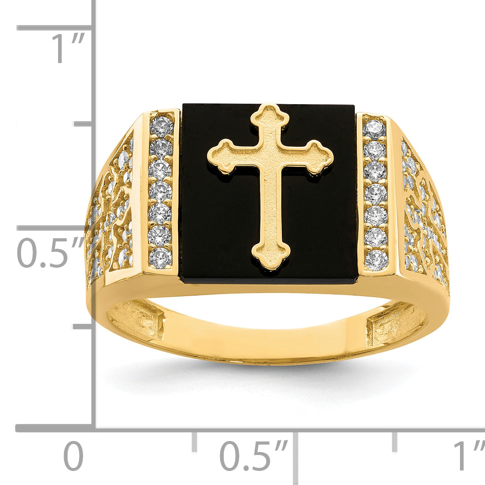 10K gold onyx cross ring dimensions - 10C1401
