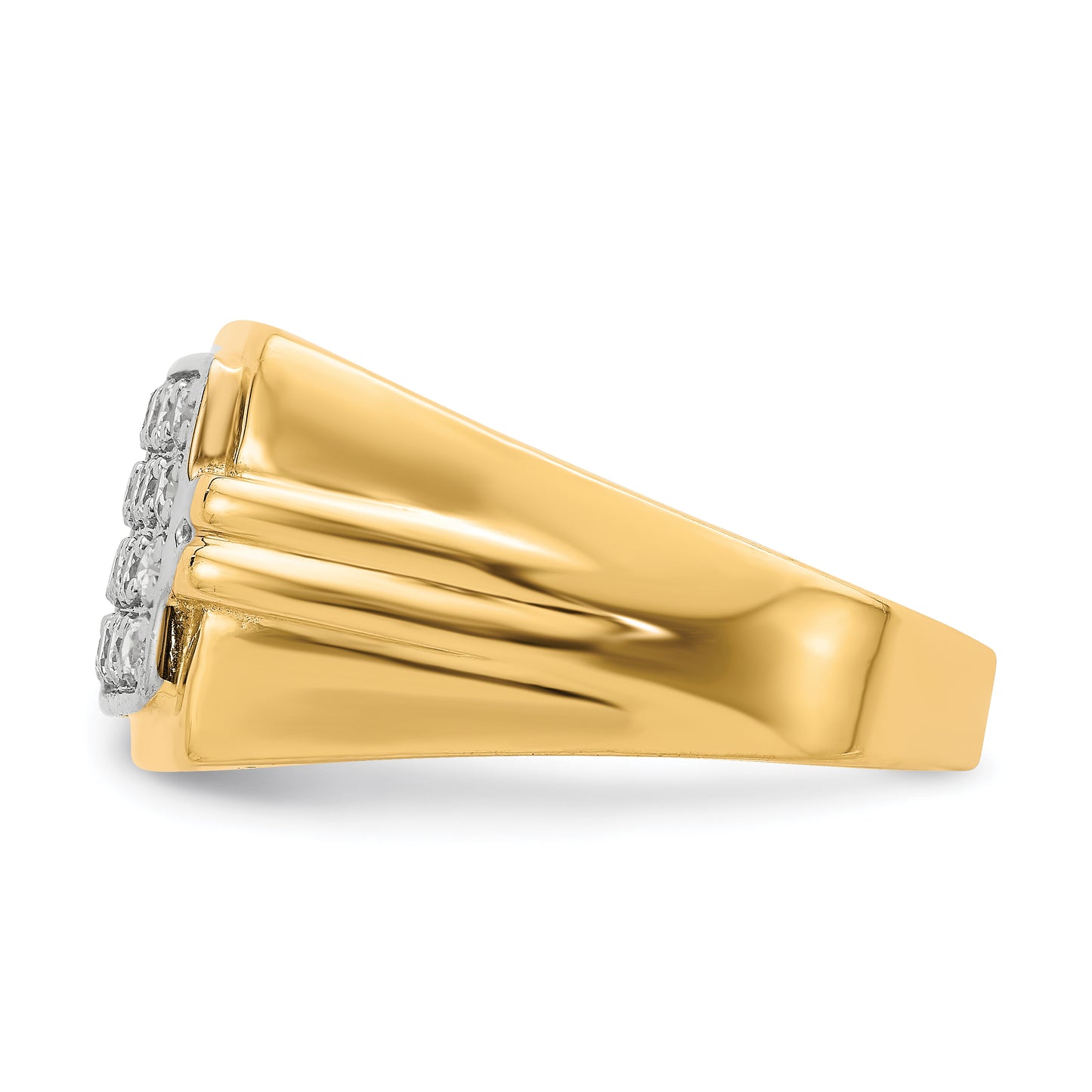 10K gold square CZ pave ring angled view - 10C1418