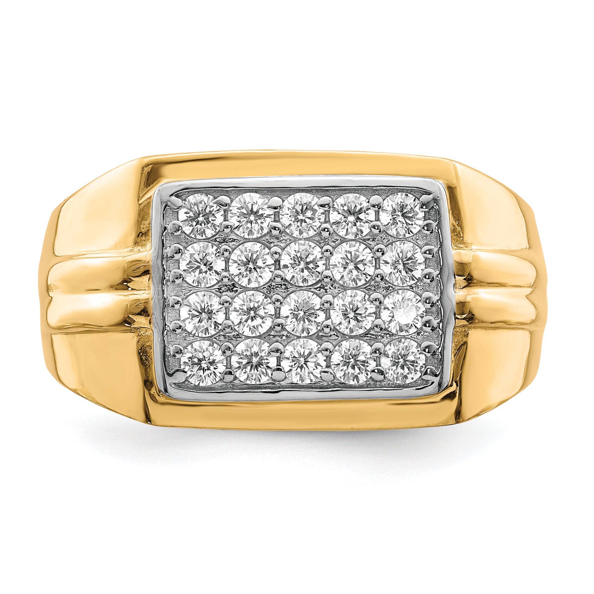 10K gold square CZ pave ring top view - 10C1418