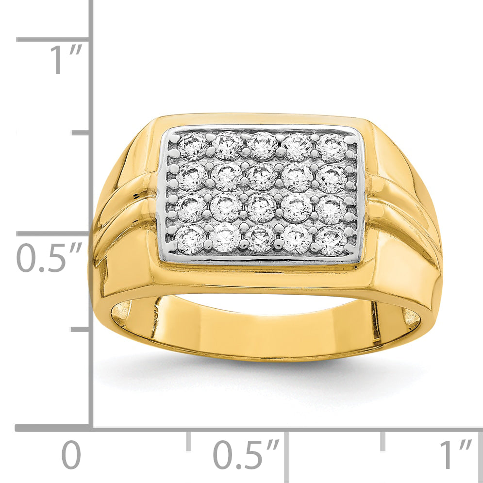 10K gold square CZ pave ring dimensions - 10C1418
