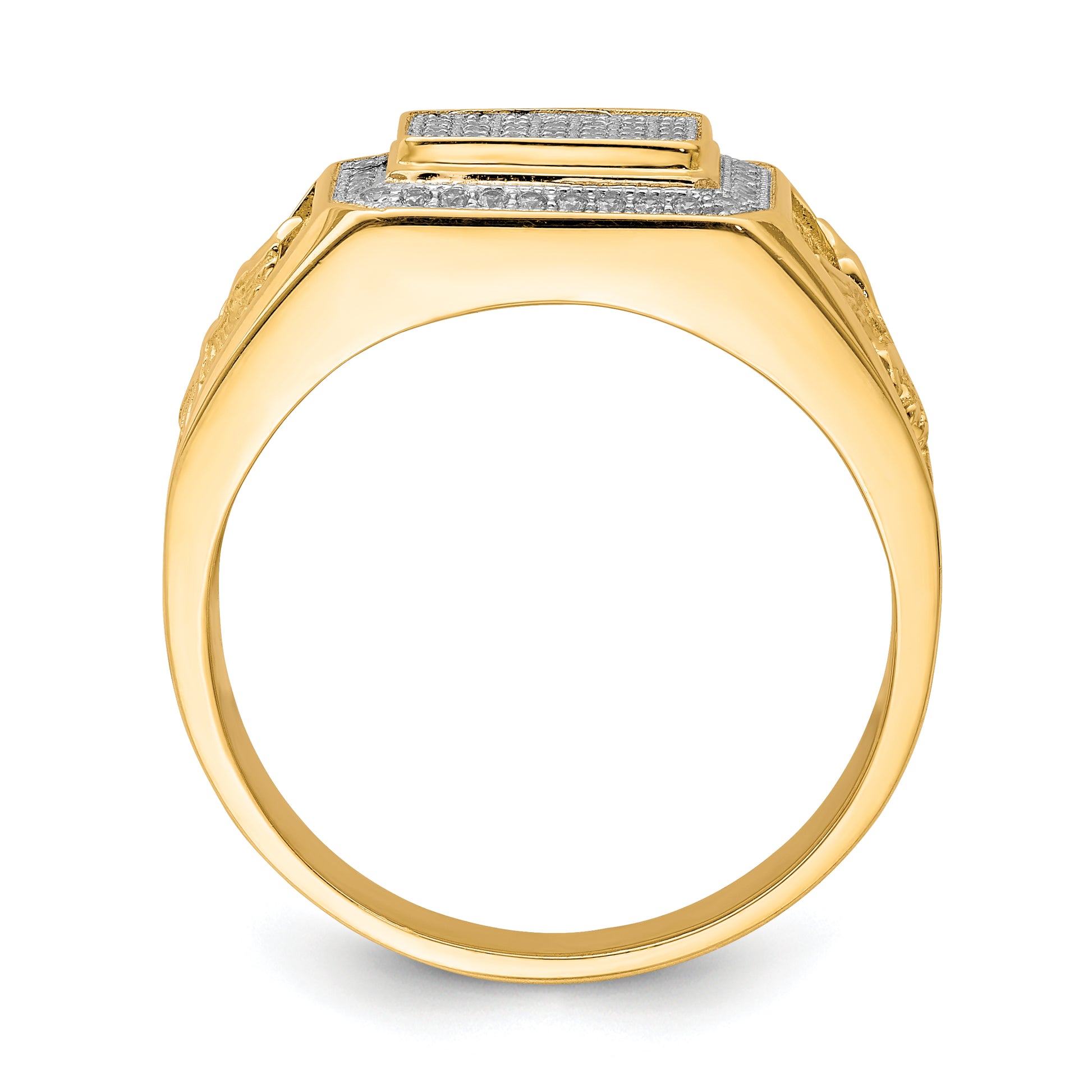 10K gold CZ eagle ring front profile - 10C1420