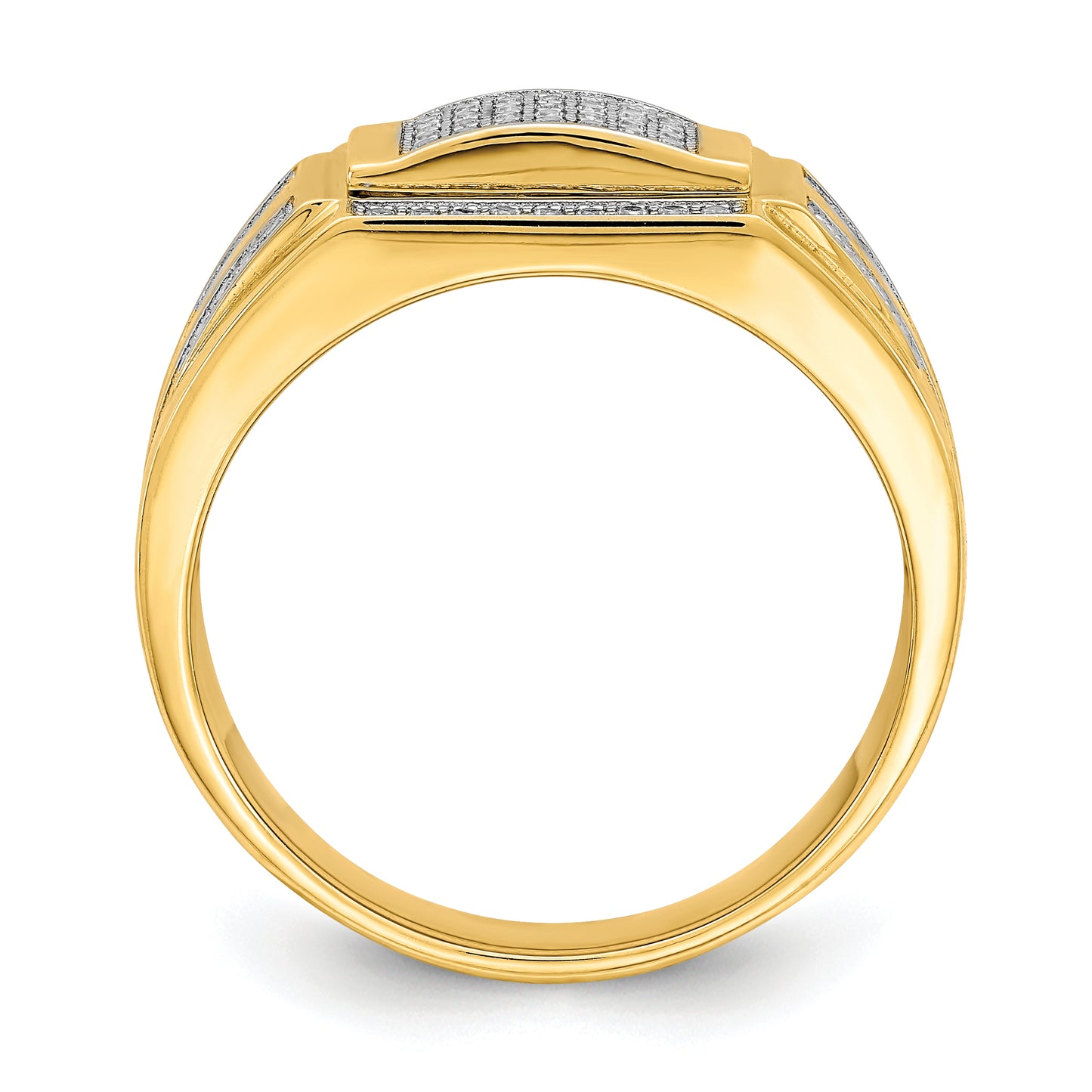 10K gold CZ signet ring side profile - 10C1421