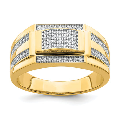 10K yellow gold micro pave CZ signet ring for men - 10C1421