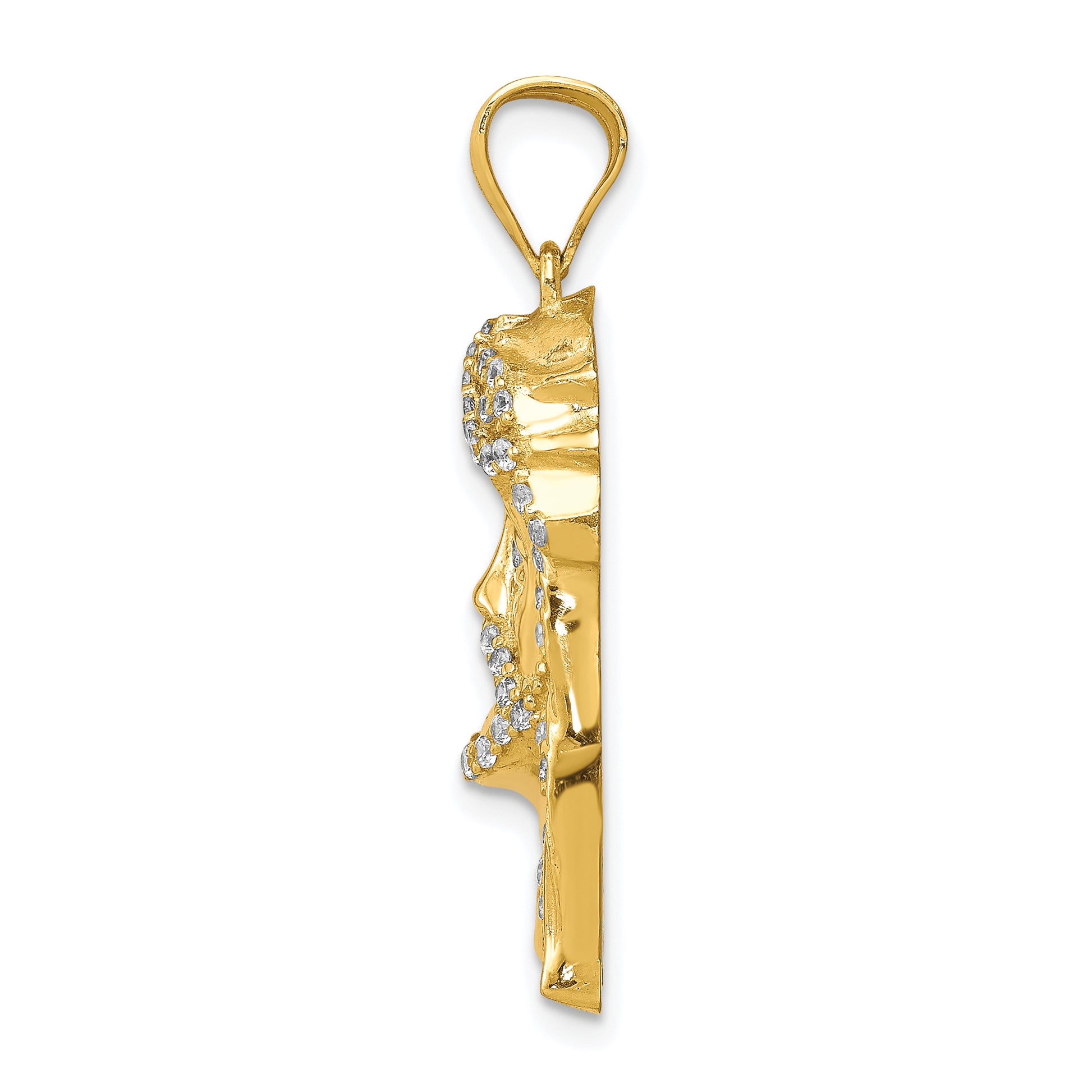 10K gold CZ Jesus face pendant alternate view - 10C1457