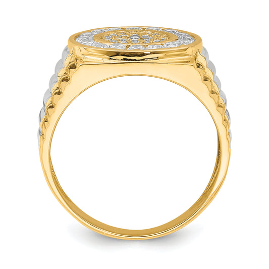 10K gold CZ halo ring side profile - 10C1469