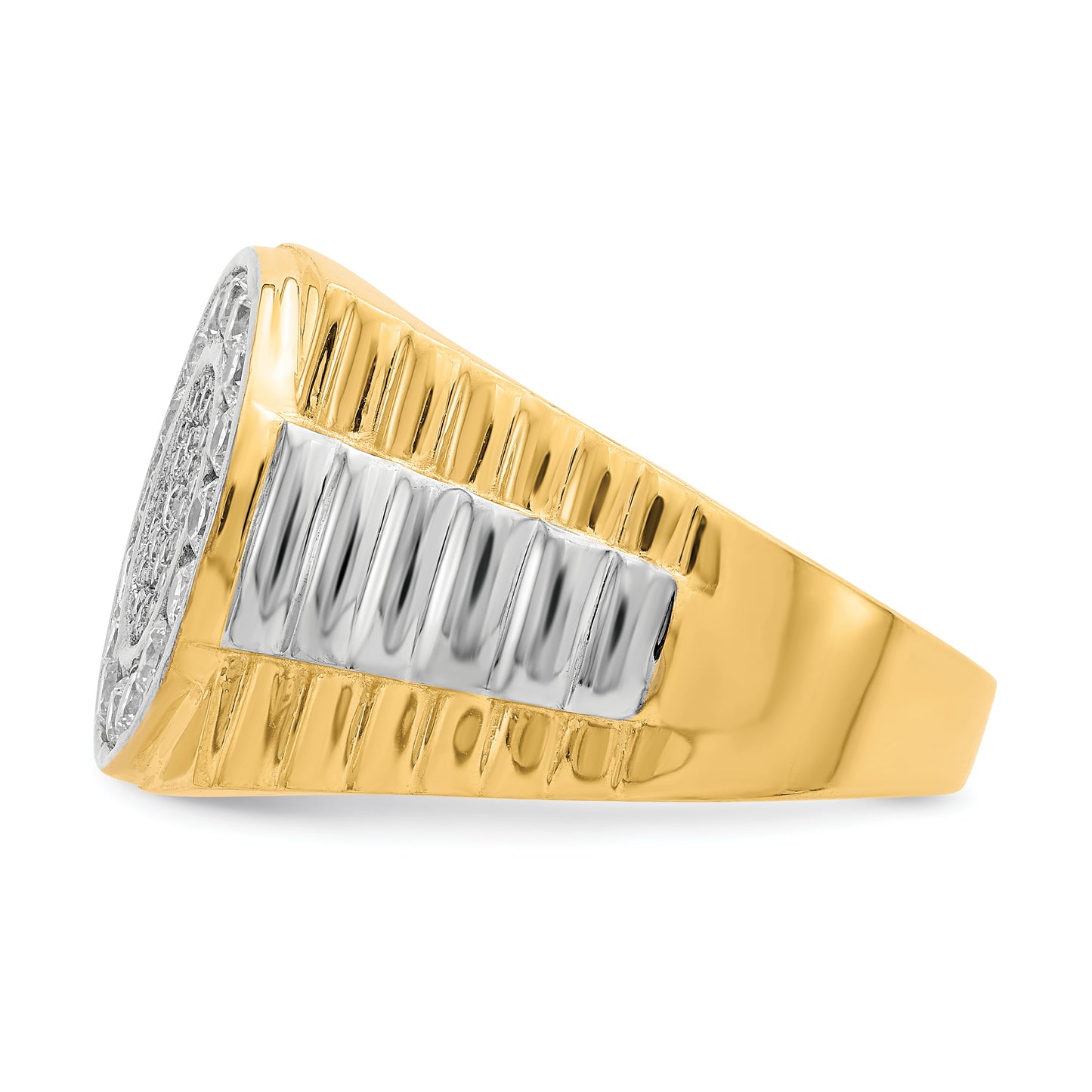 10K gold CZ halo ring angled view - 10C1469