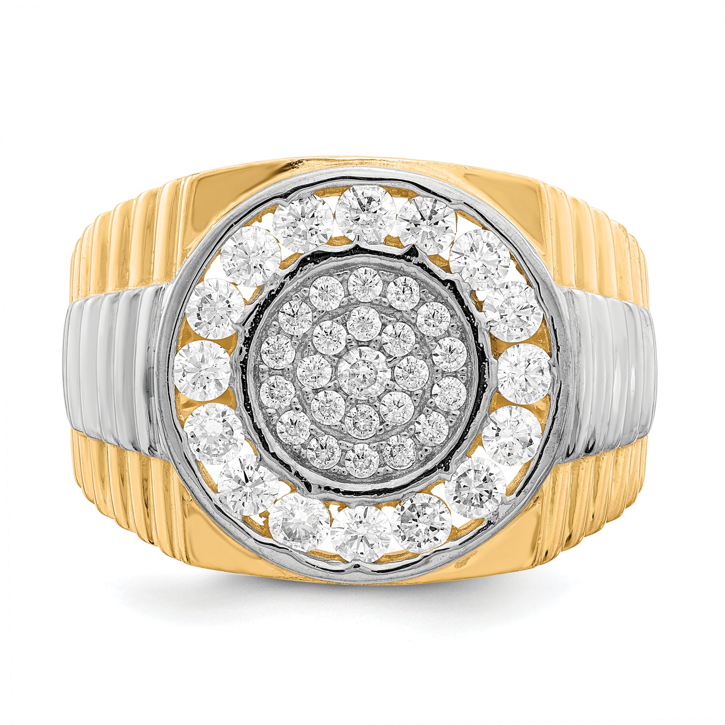 10K gold CZ halo ring top view - 10C1469