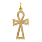 10K gold ankh cross pendant detail view, large - 10C1475