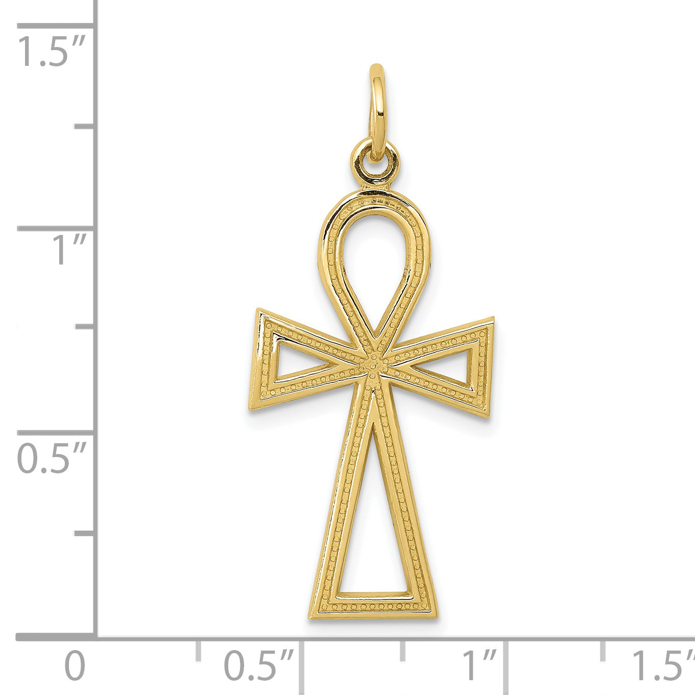 10K gold ankh cross pendant dimensions, large - 10C1475