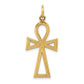 10K yellow gold solid polished ankh cross pendant, large - 10C1475