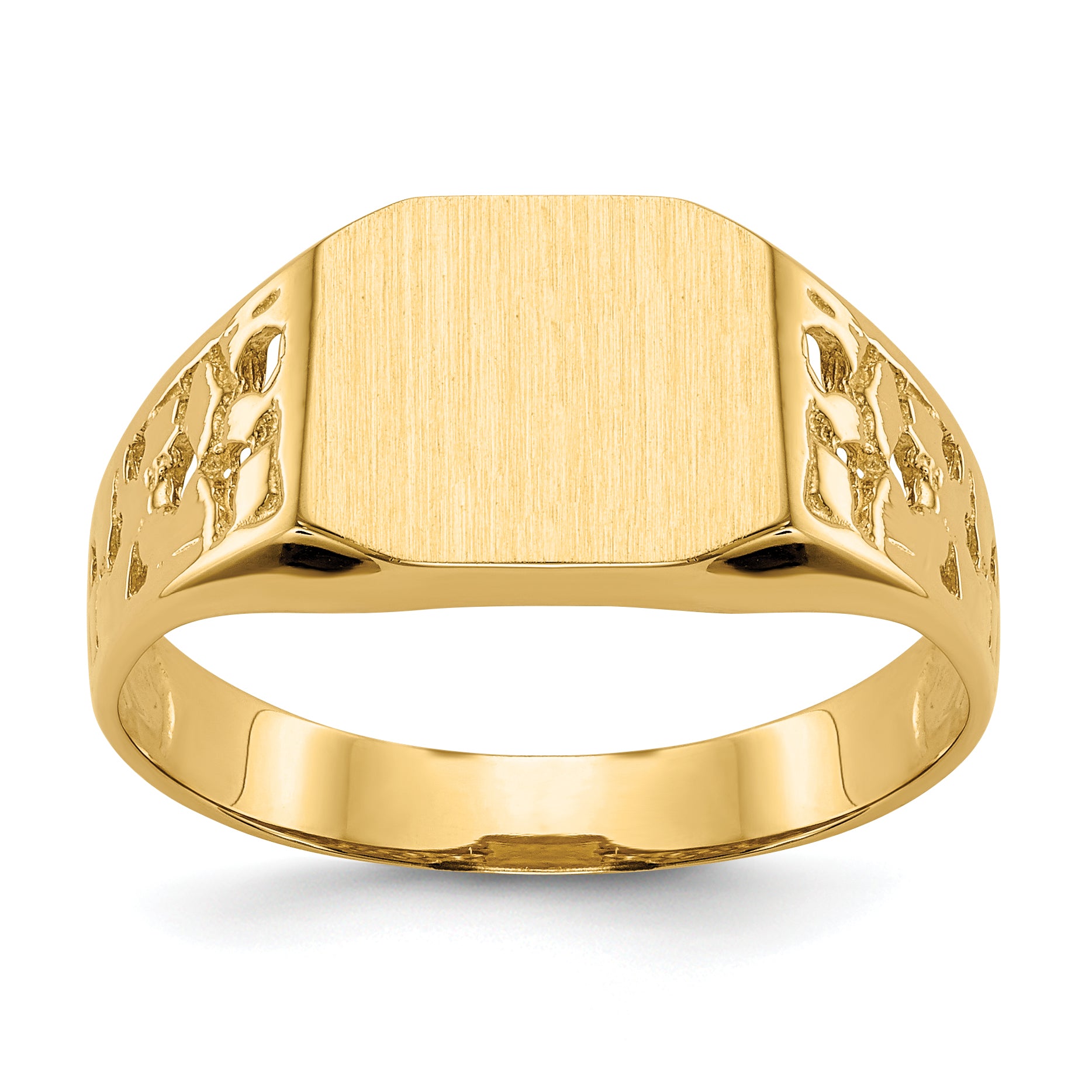 10K Yellow Gold Octagon Nugget Open Back Mens Signet Ring 10C1528