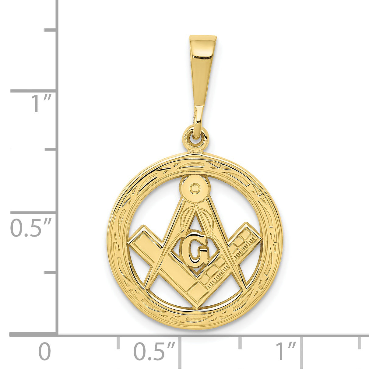 10K Yellow Gold Masonic Symbol in Circle Pendant 10C1783 - alternate view