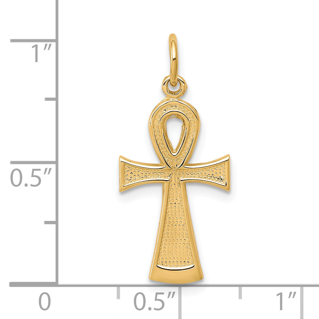 10K yellow gold Ankh cross pendant dimensions - 10C288