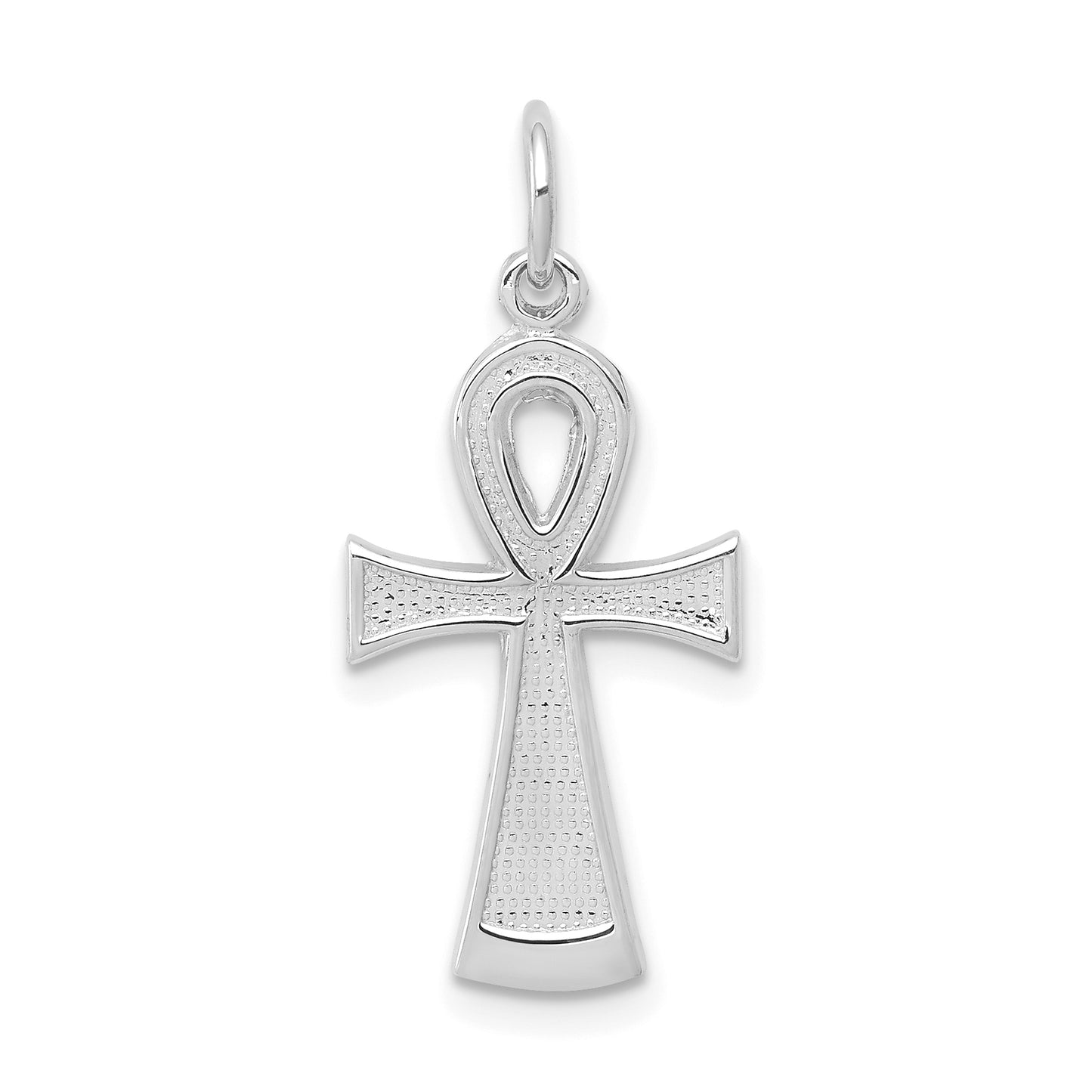 10K white gold solid Ankh Egyptian cross pendant - 10C288W