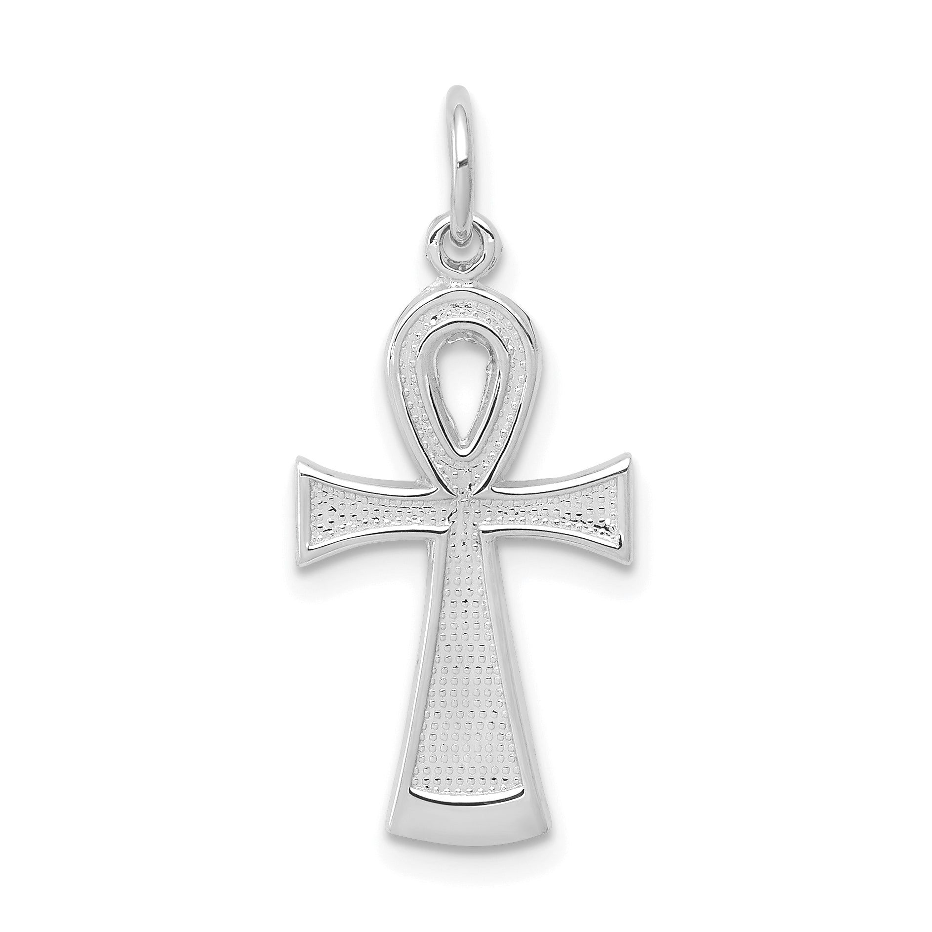 10K white gold solid Ankh Egyptian cross pendant - 10C288W