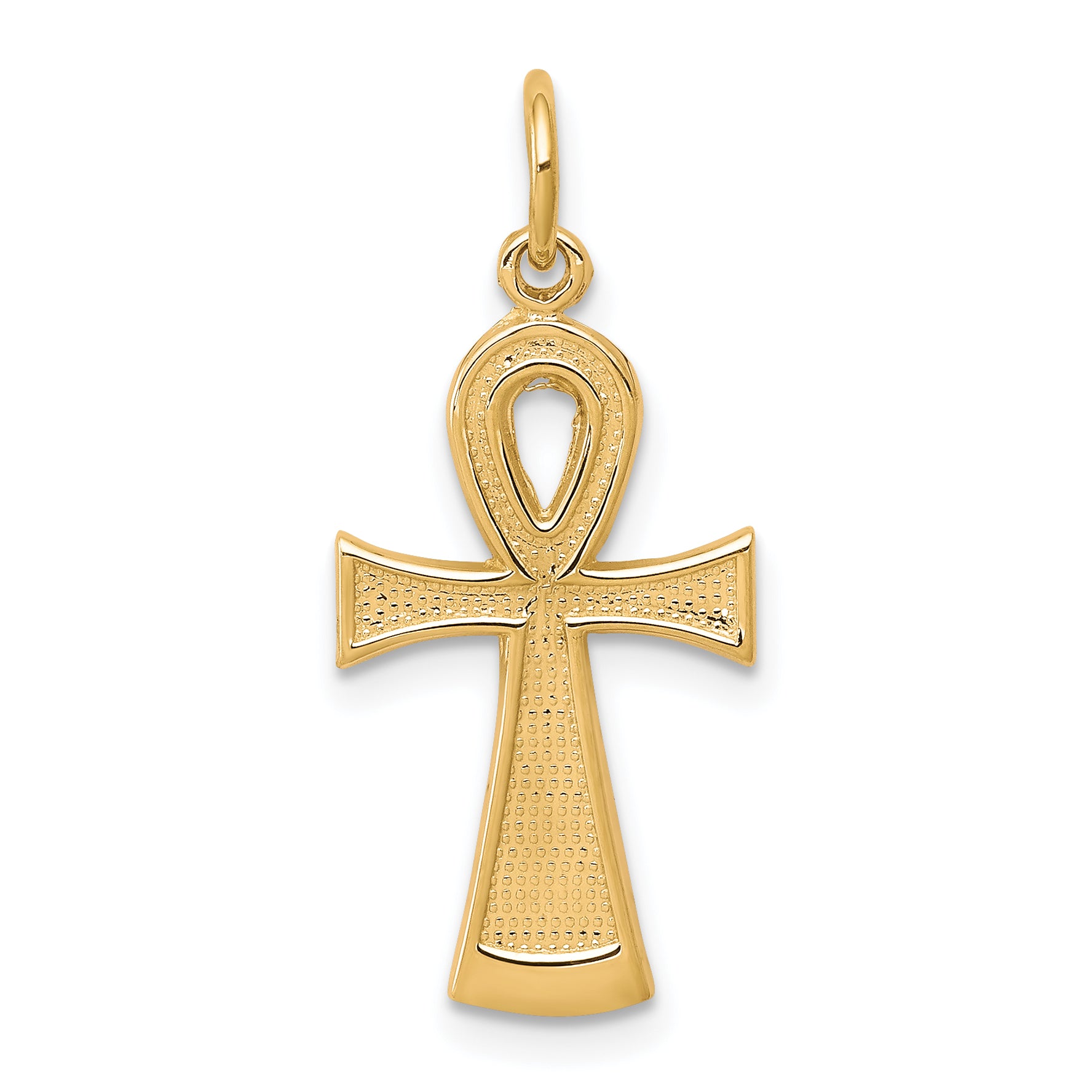 10K yellow gold solid Ankh Egyptian cross pendant - 10C288