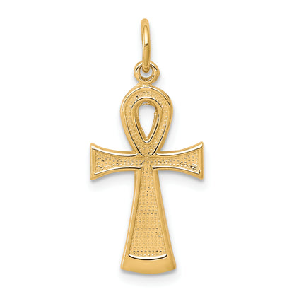 10K yellow gold solid Ankh Egyptian cross pendant - 10C288