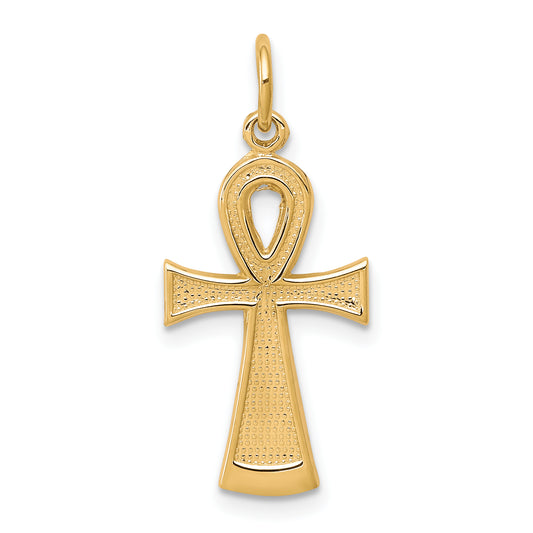 10K yellow gold solid Ankh Egyptian cross pendant - 10C288