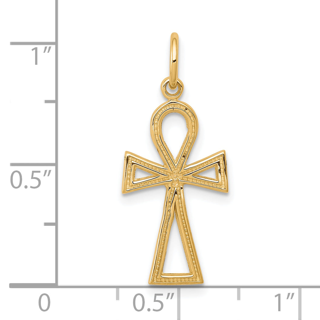 10K gold ankh cross pendant dimensions, small - 10C289