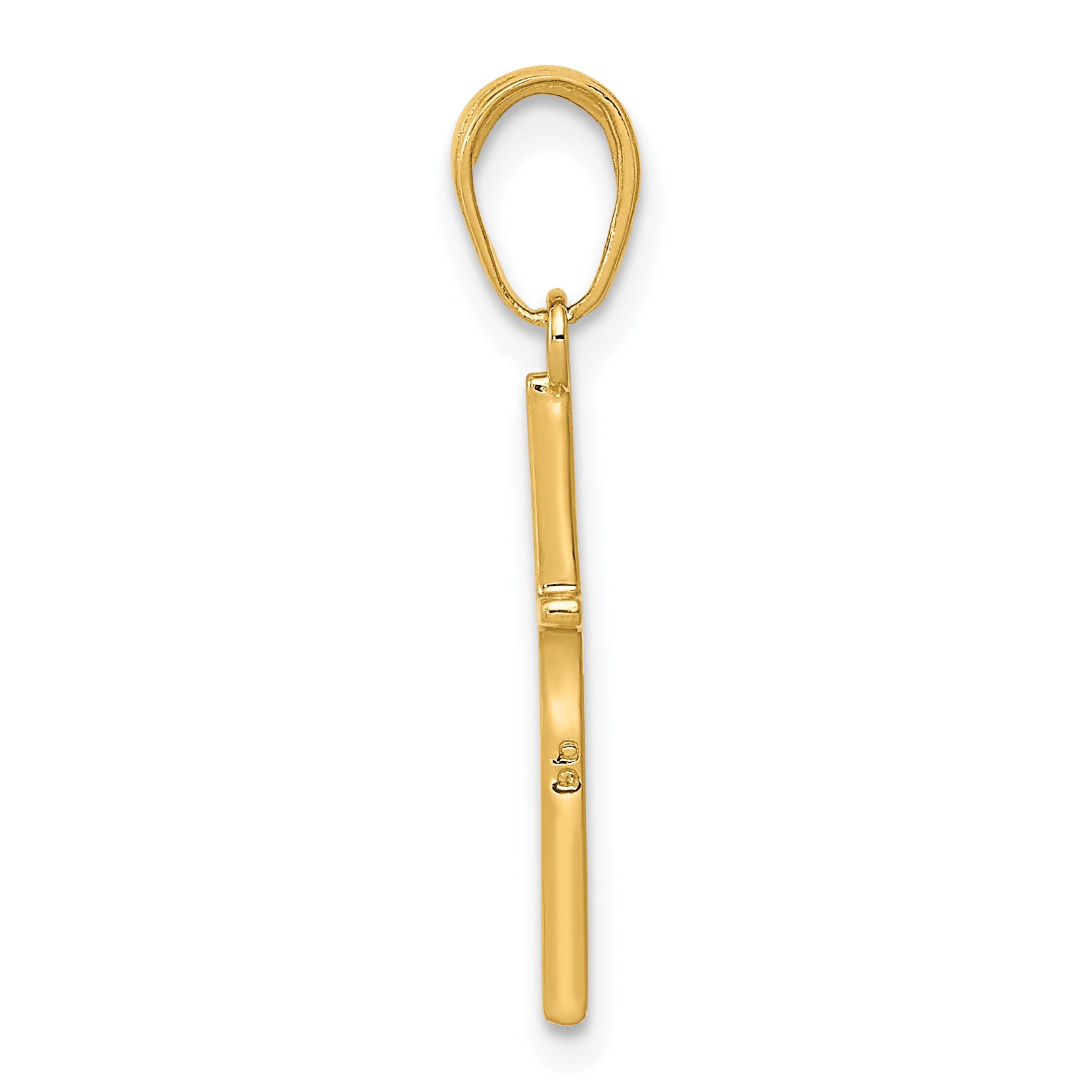 10K Yellow Gold Polished Flat Cross Pendant - angle view