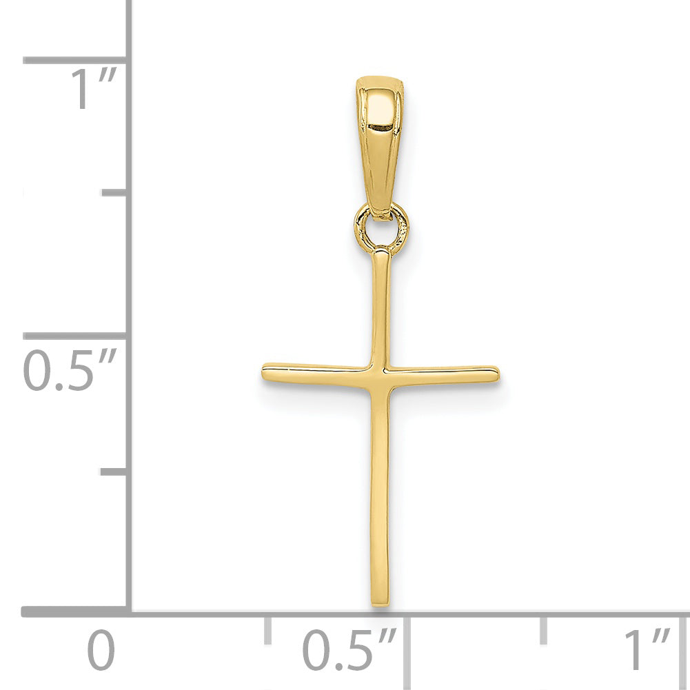 10K Yellow Gold Polished Flat Cross Pendant - dimensions