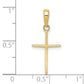 10K Yellow Gold Polished Flat Cross Pendant - dimensions