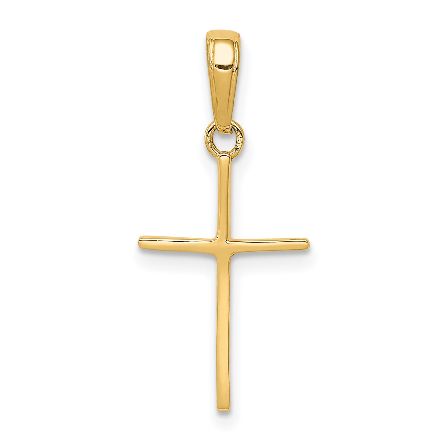 10K Yellow Gold Polished Flat Cross Pendant - front view