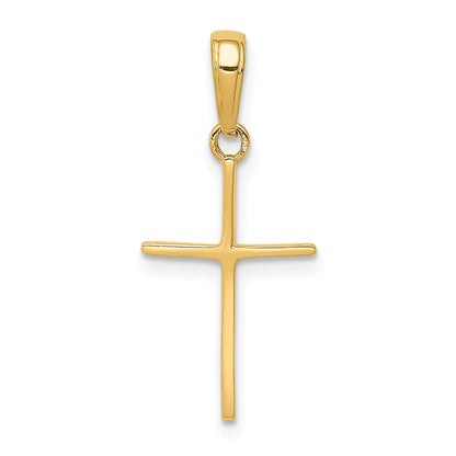 10K Yellow Gold Polished Flat Cross Pendant - front view