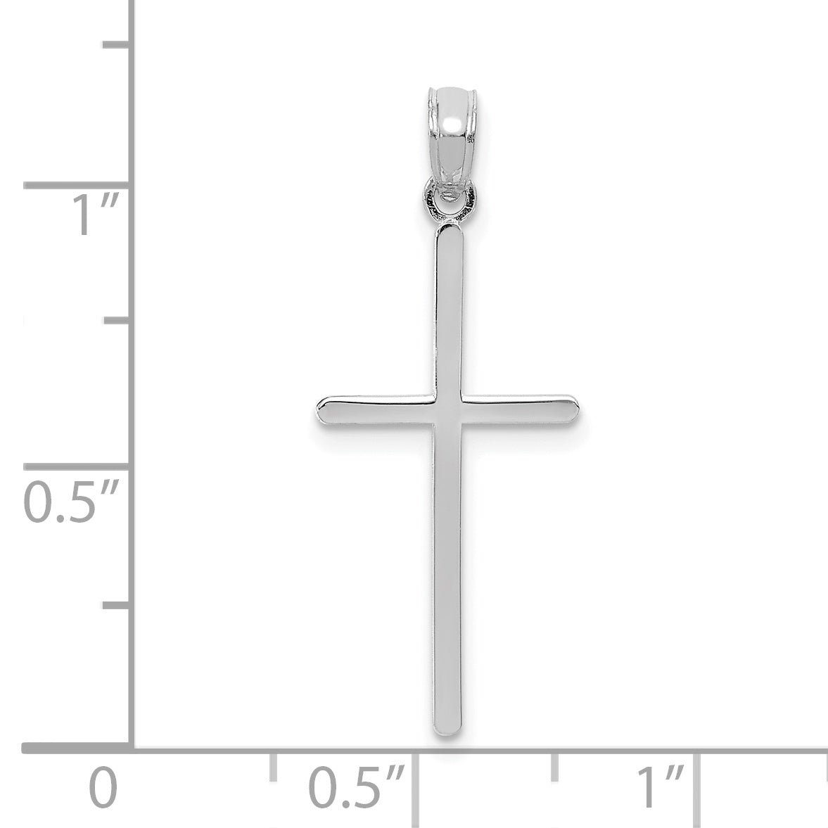 10K White Gold Polished Flat Cross Pendant - dimensions