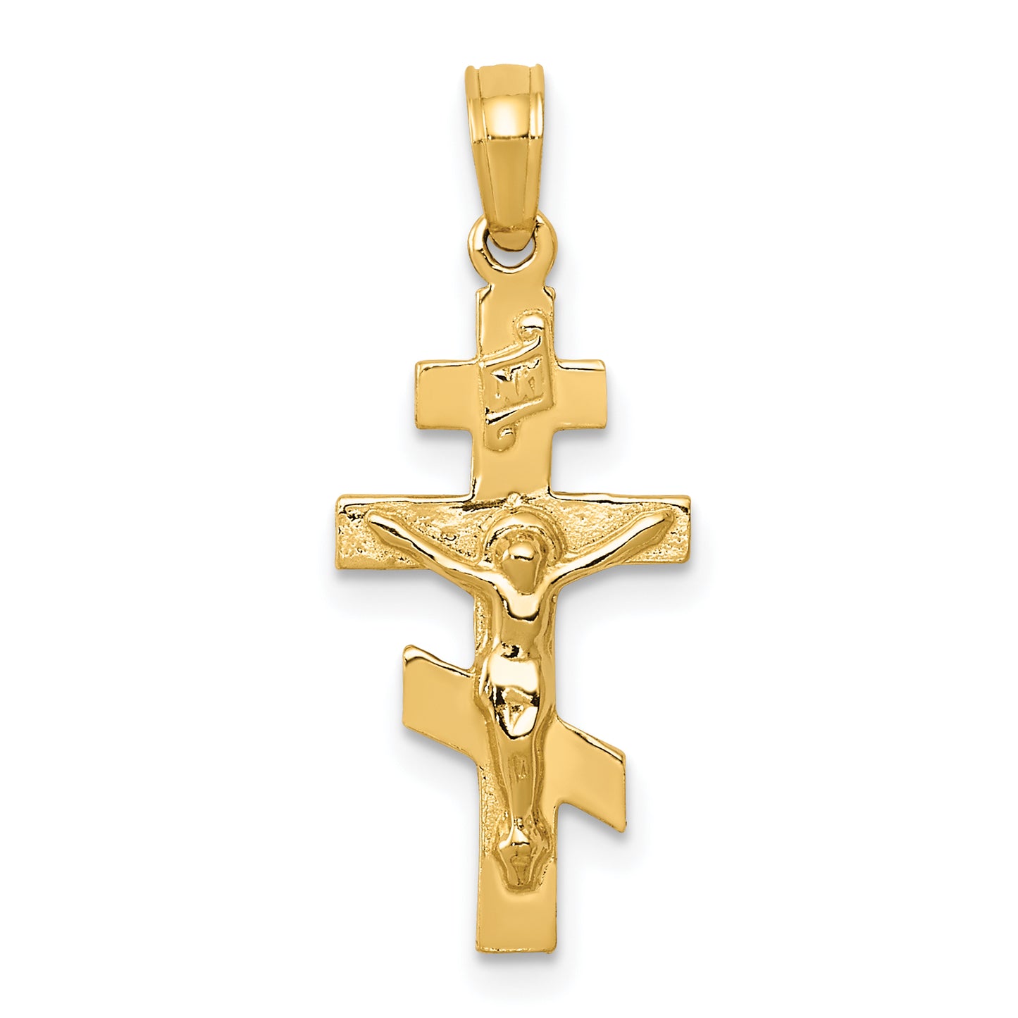10K yellow gold Eastern Orthodox crucifix charm - 10C3834