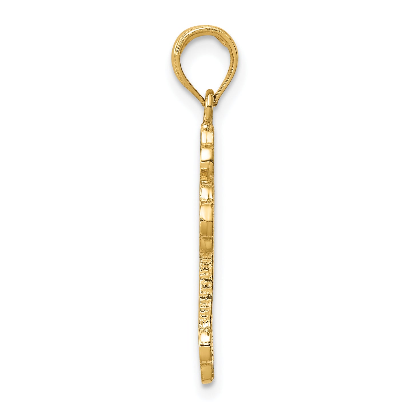 10K Gold Budded Cross Pendant - angle view