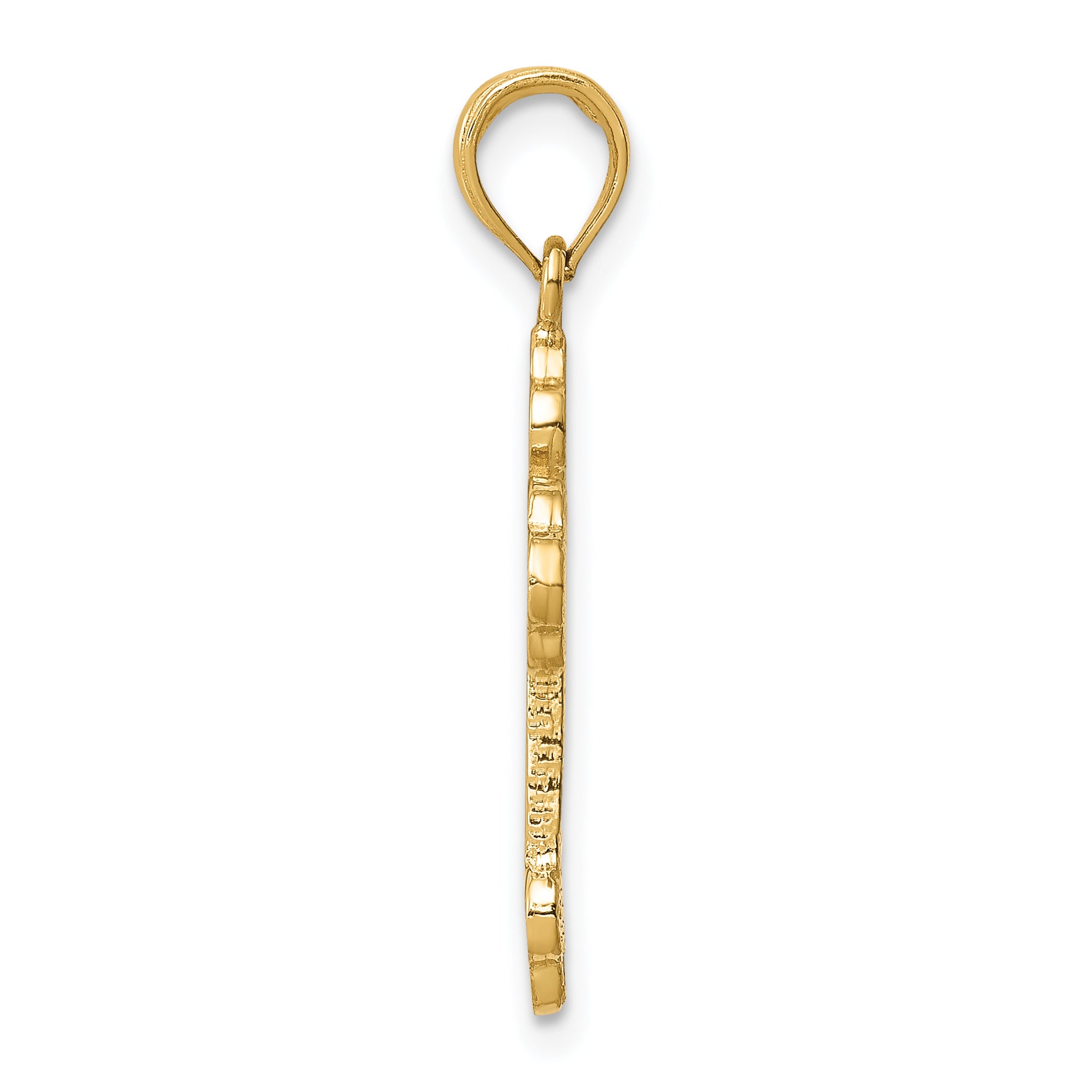 10K Gold Budded Cross Pendant - angle view