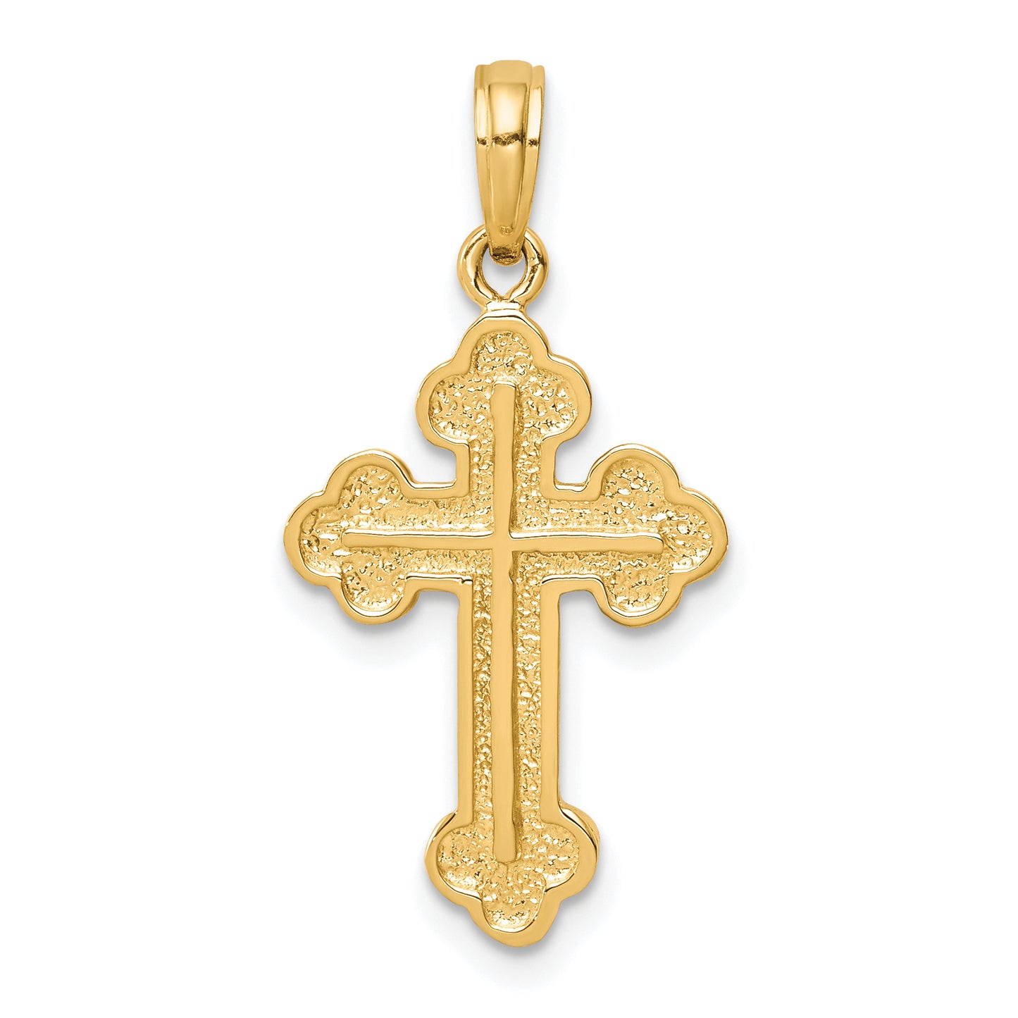 10K Gold Budded Cross Pendant - main view