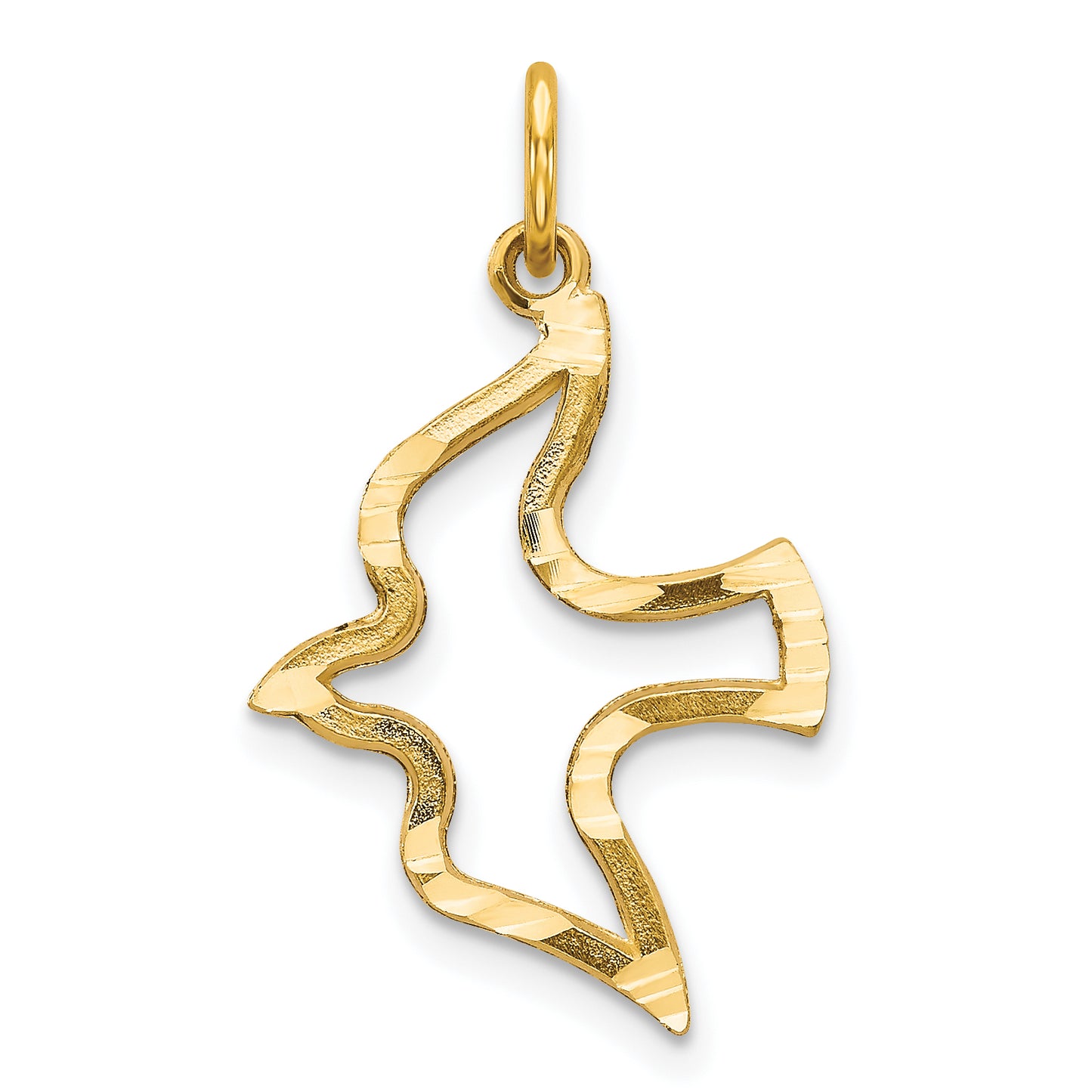 10K yellow gold polished cut-out dove charm pendant