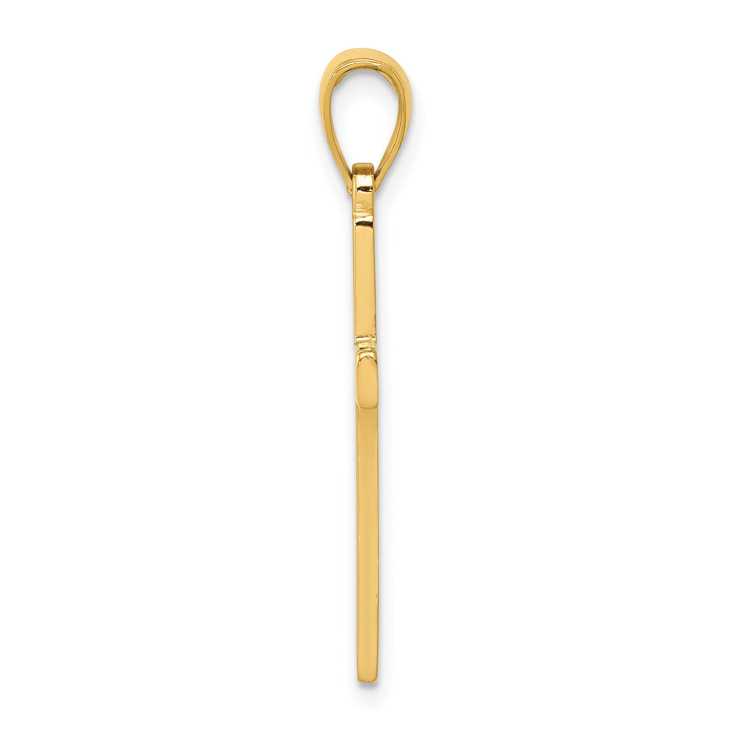 10K Yellow Gold Polished Cross Pendant - angle view