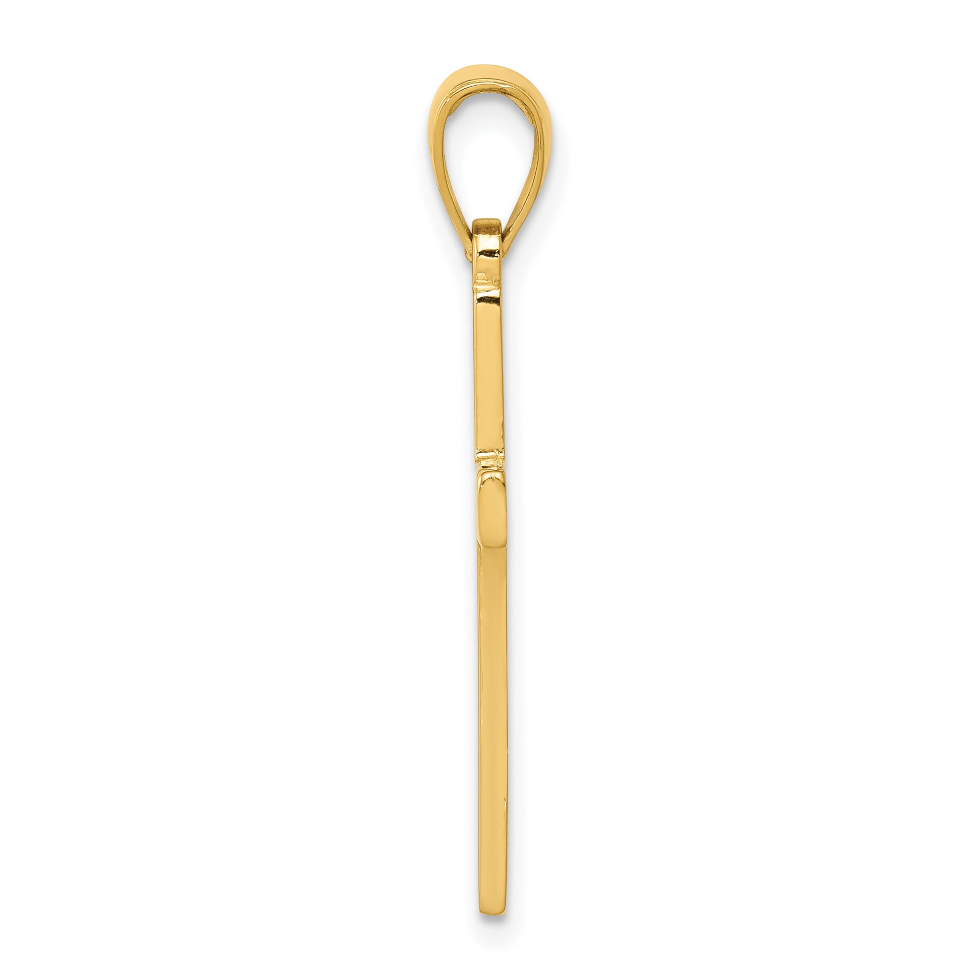 10K Yellow Gold Polished Cross Pendant - angle view