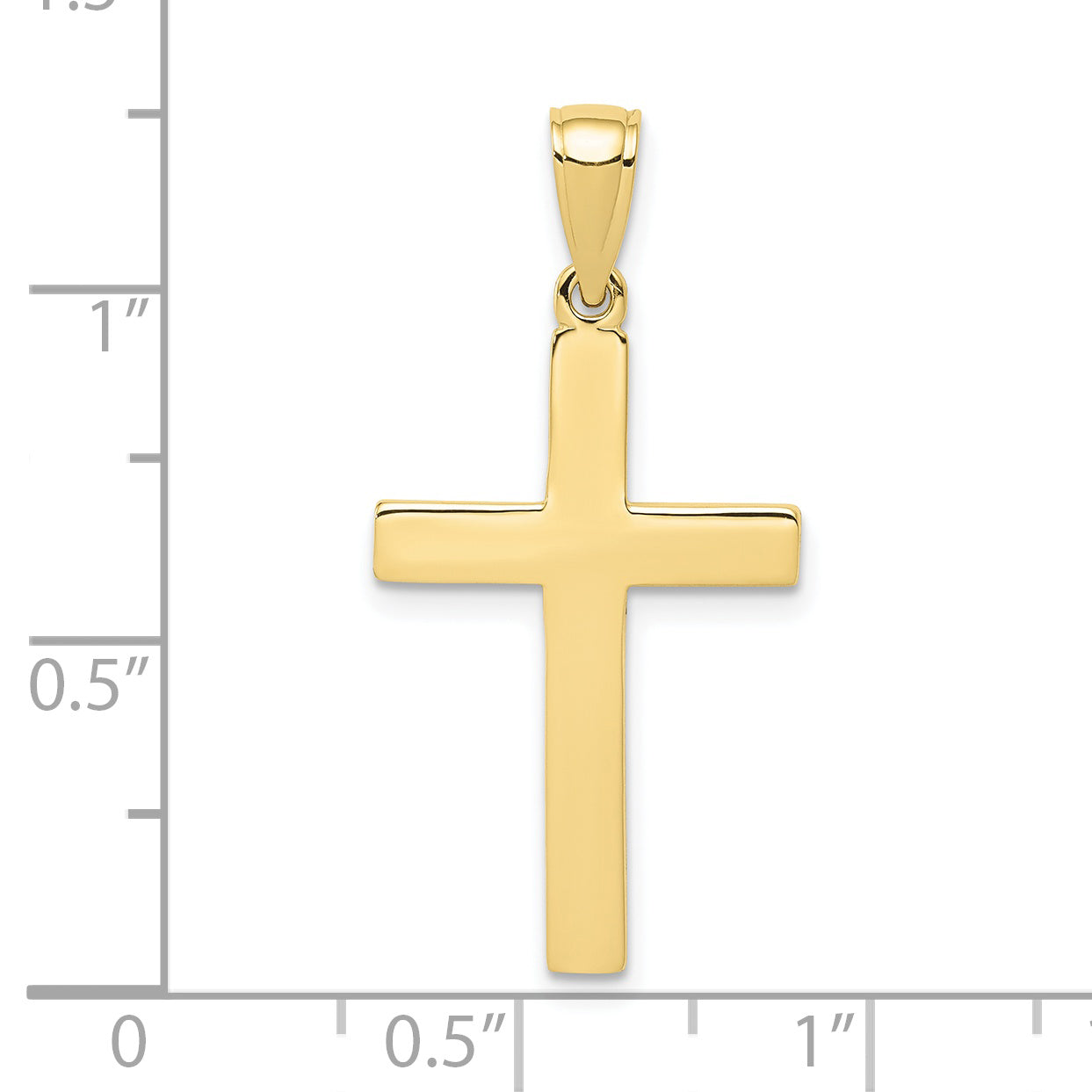 10K Yellow Gold Polished Cross Pendant - dimensions