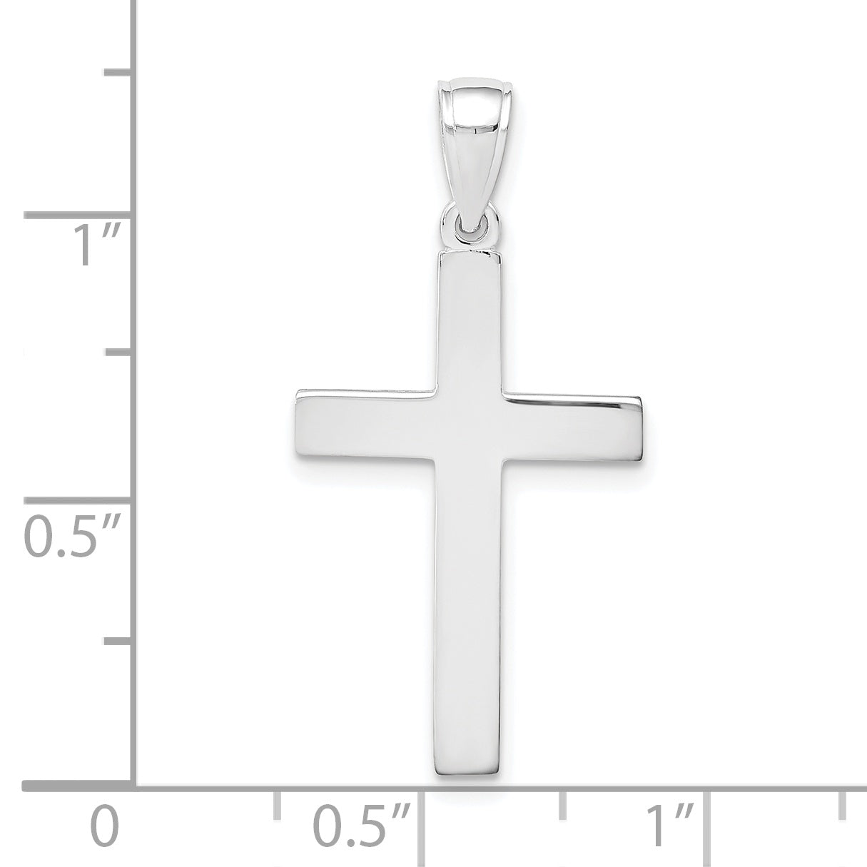 10K White Gold Polished Cross Pendant - dimensions