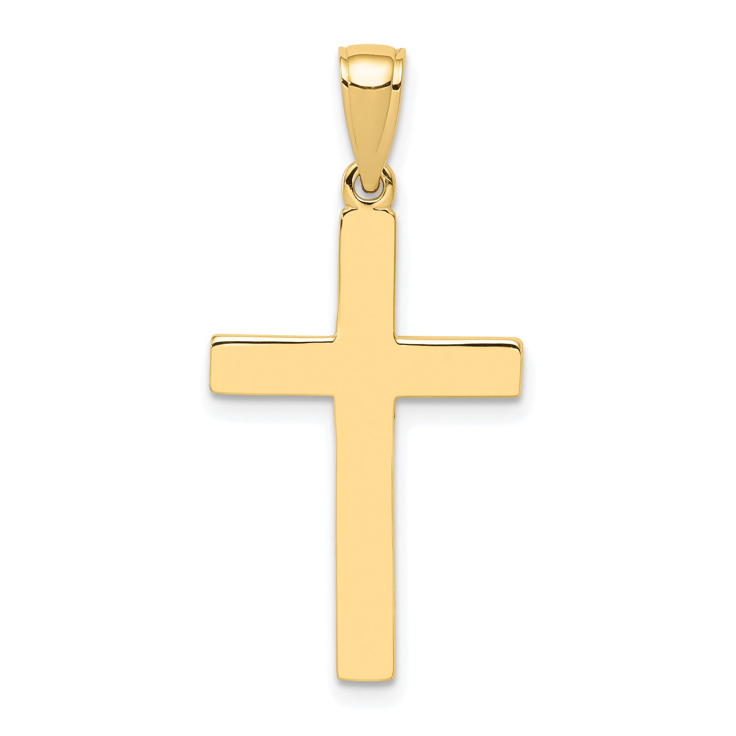 10K Yellow Gold Polished Cross Pendant - front view