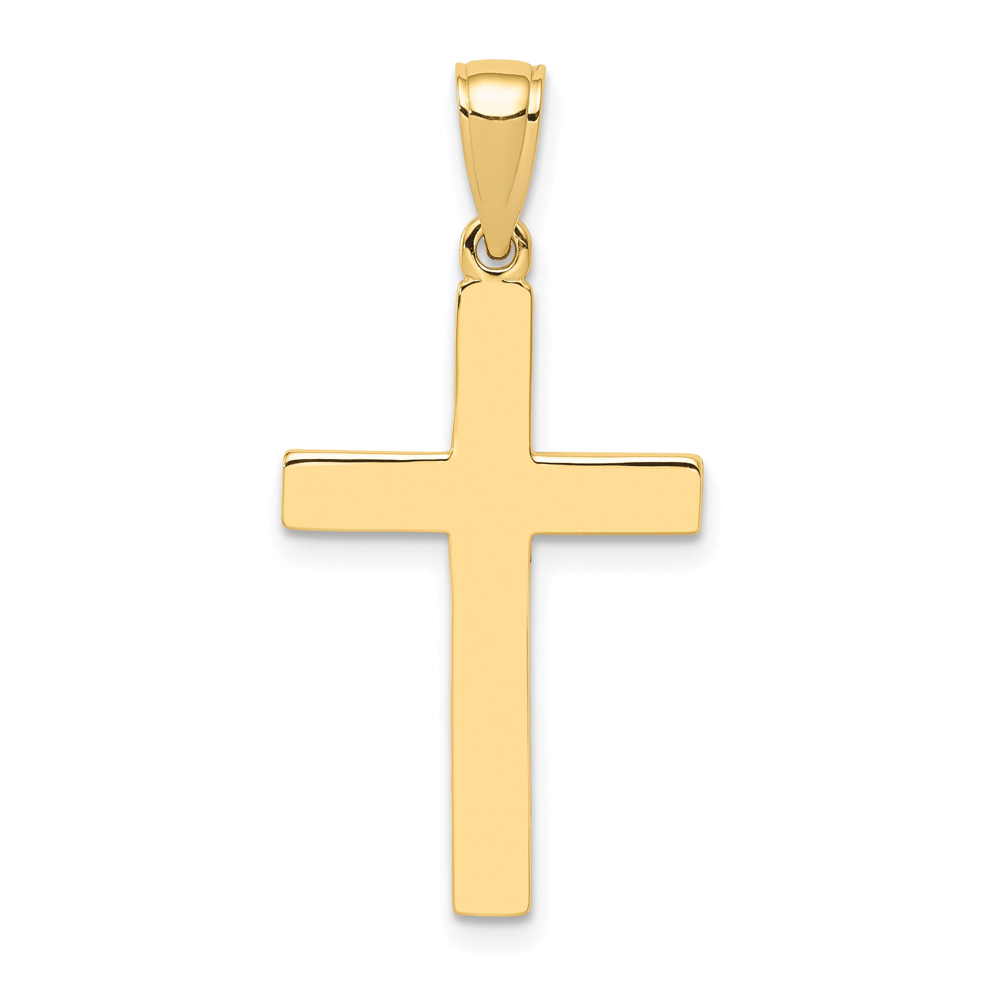 10K Yellow Gold Polished Cross Pendant - front view
