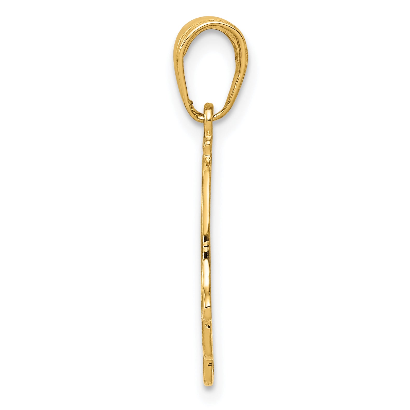 10K Yellow Gold Hamsa Pendant - angle view